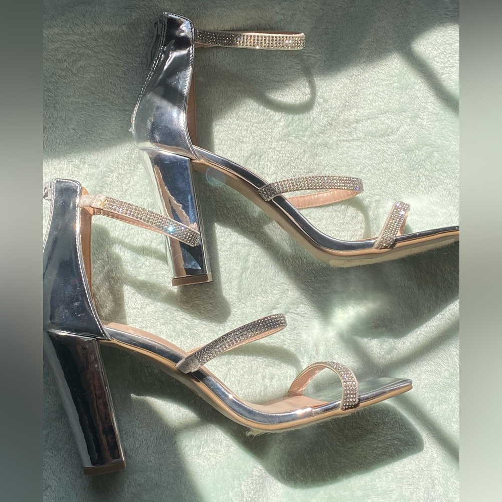 Windsor Chrome Rhinestone Block Heels - Picture 5 of 10